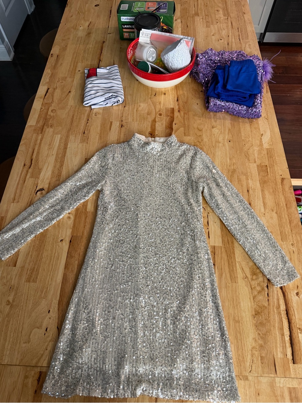 GB girls Silver Sequin Long Sleeve Formal Dress